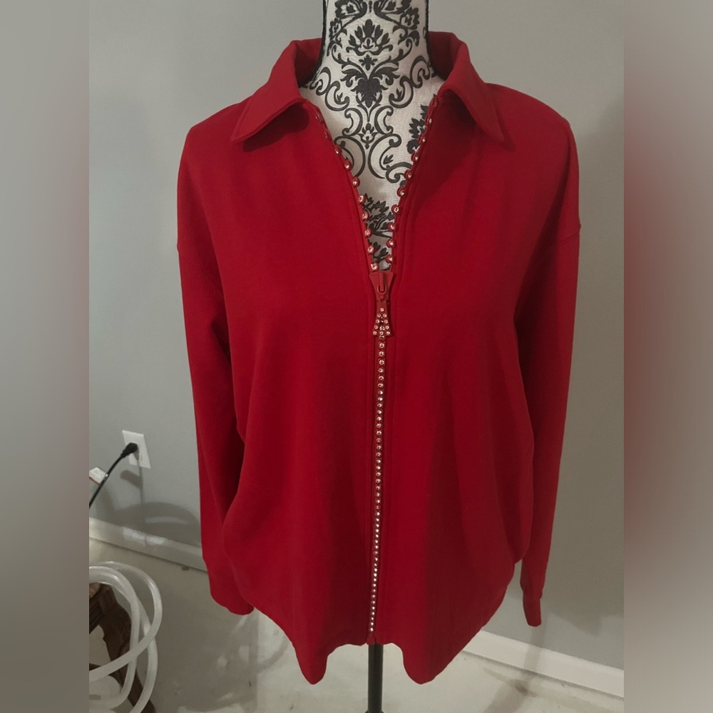 Crystal Zipper Cardigan with Collar & Pockets Plain (SW1003)
Isaac's Designs